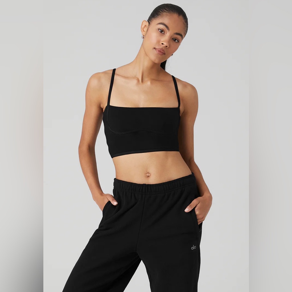 Alo Yoga Airbrush Streamlined Bra Tank In All Black